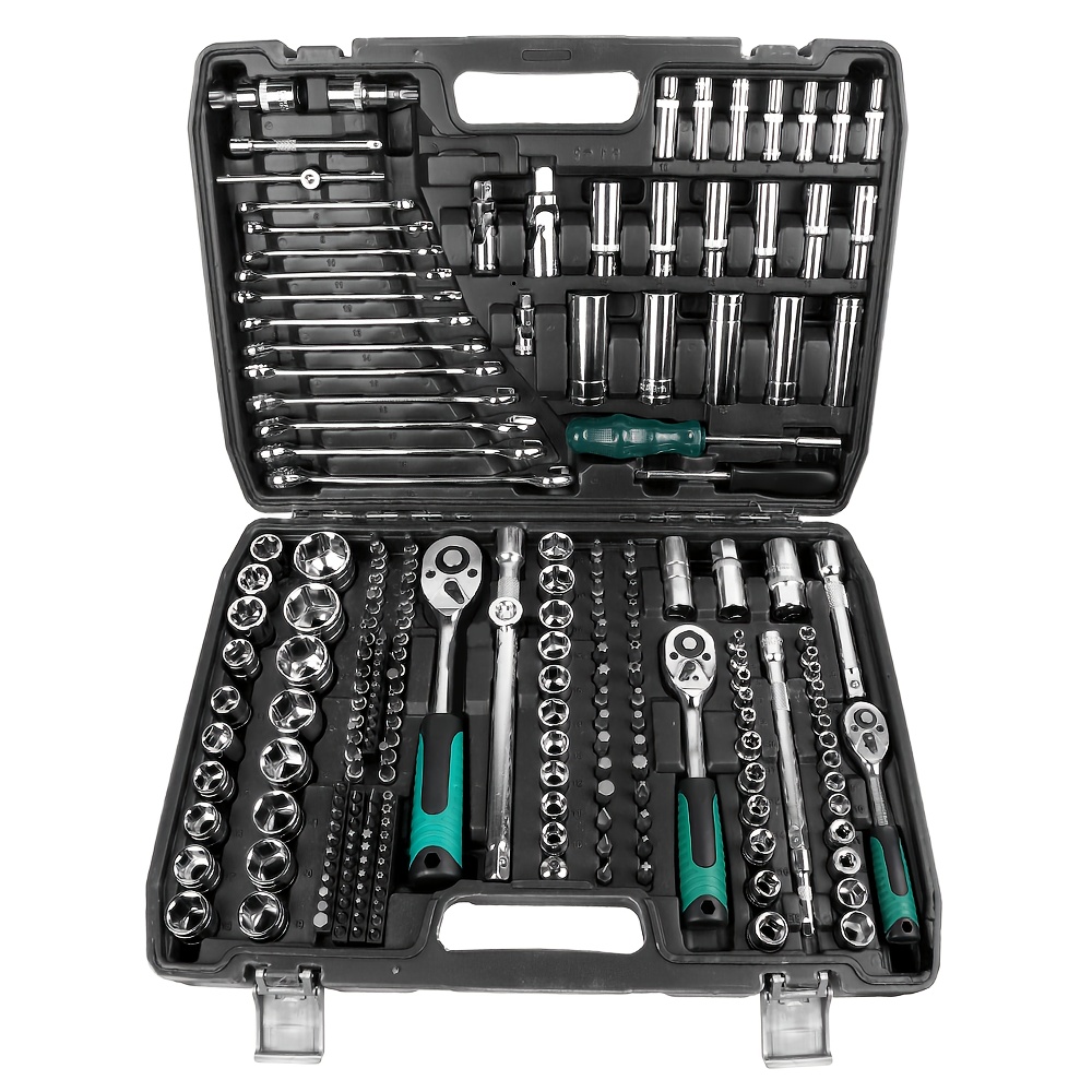 E-shop 227-teiliges Ratschenschlüssel-Set, ein Kombi-Werkzeugset, geeignet für Autoreparatur, Heimwerkerarbeiten, Bau und verschiedene Projekte, ein