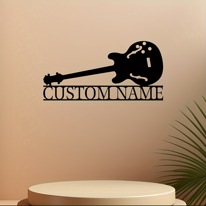 

1pc Customizable Metal Sign, Personalized Guitar Silhouette Metal Craft Signage, Custom Your Name, Perfect Gift For Friends & Family, Wall Art, Home Decor