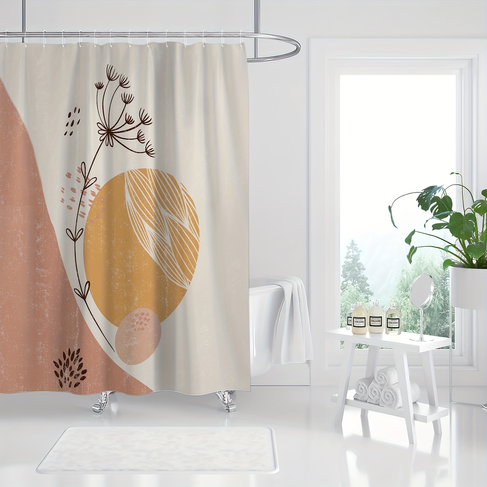 Bohemian Shower Curtain Colorful Floral Design Waterproof - Temu