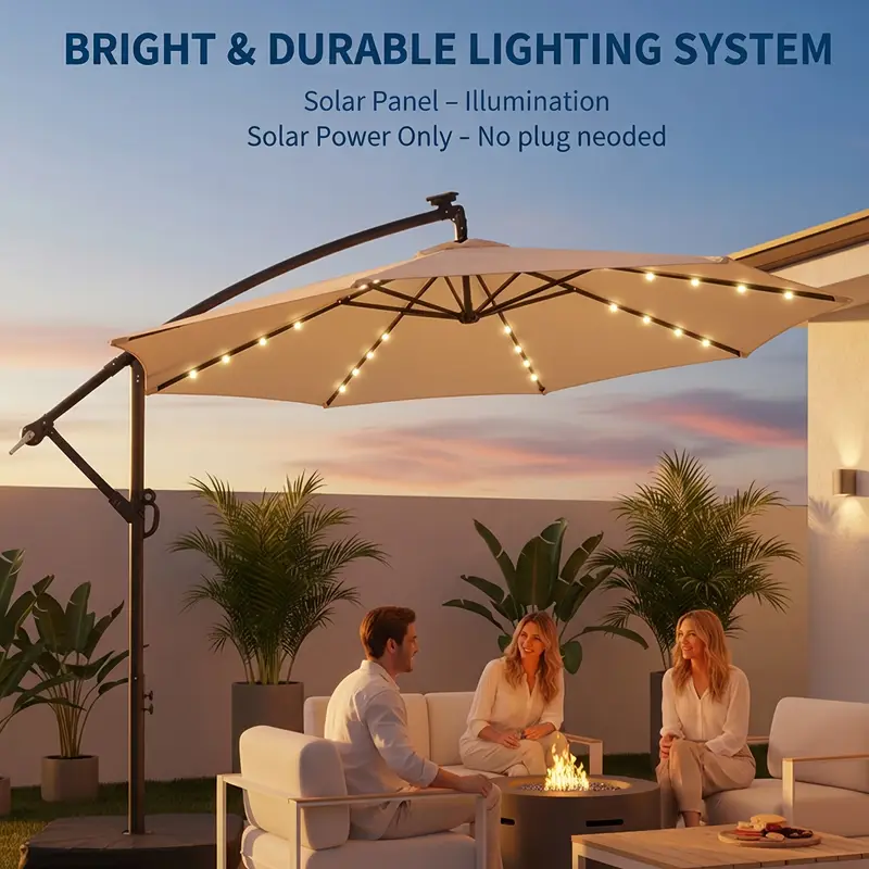10ft solar lights offset cantilever patio umbrella - Temu 10ft solar lights offset cantilever patio umbrella - Temu