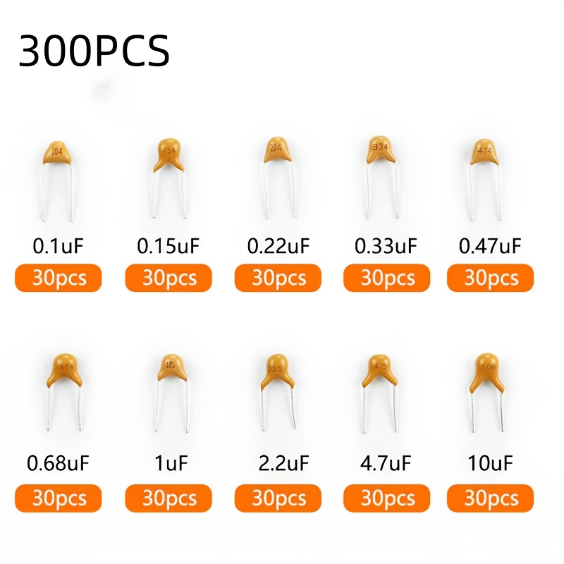 Paket 300 kosov enokamenskih kondenzatorjev 0,1UF-10UF, elektrolitski kondenzatorji, kombinacijski kondenzatorjev