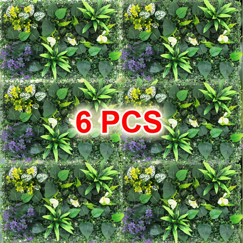 4|6pcs Large (total 11.3|16 Sq Ft) Premium Artificial Plant Art Wall Panels, Featuring Realistic Agave, Persian Fern, Palm Leaves And Plants And Flowers, Realistic Textures - Indoor/outdoor Turf