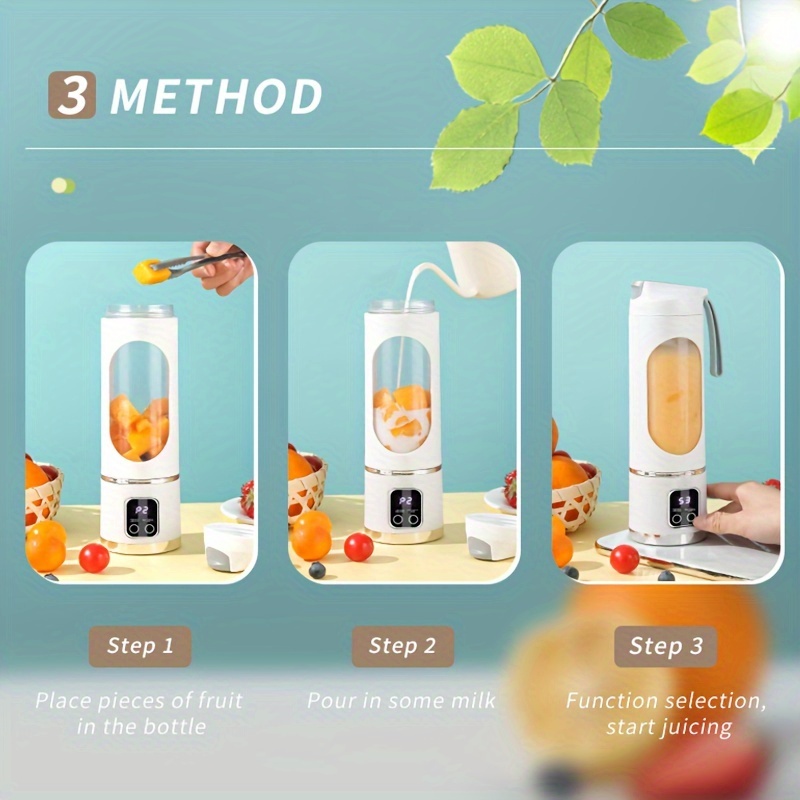 portable usb rechargeable blender with led display 450ml ideal for smoothies milkshakes compact fresh juice mixer blender for shakes and smoothies smoothie blender portable 5