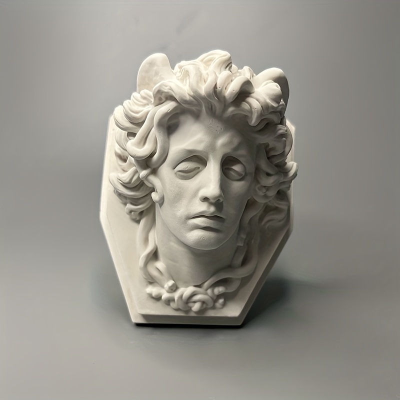 Image of 1pc Of Medusa Gypsum Statue Decor, Perfect For Desktops, Showcasing A Sophisticated , Ideal For Living Rooms, Bedrooms, And As Holiday Presents