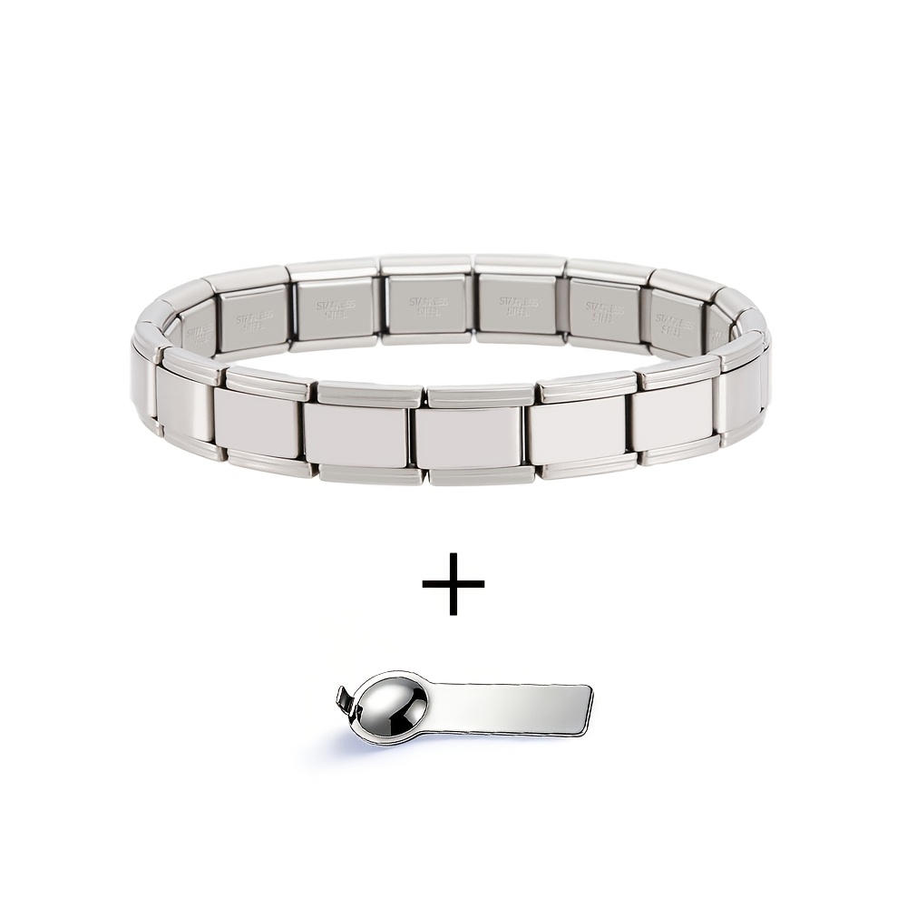 TEMU Bracciale elastico in acciaio inossidabile 201 201 201 201 con maglie regolabili ed espandibili, completato da una variet� di strumenti di , che