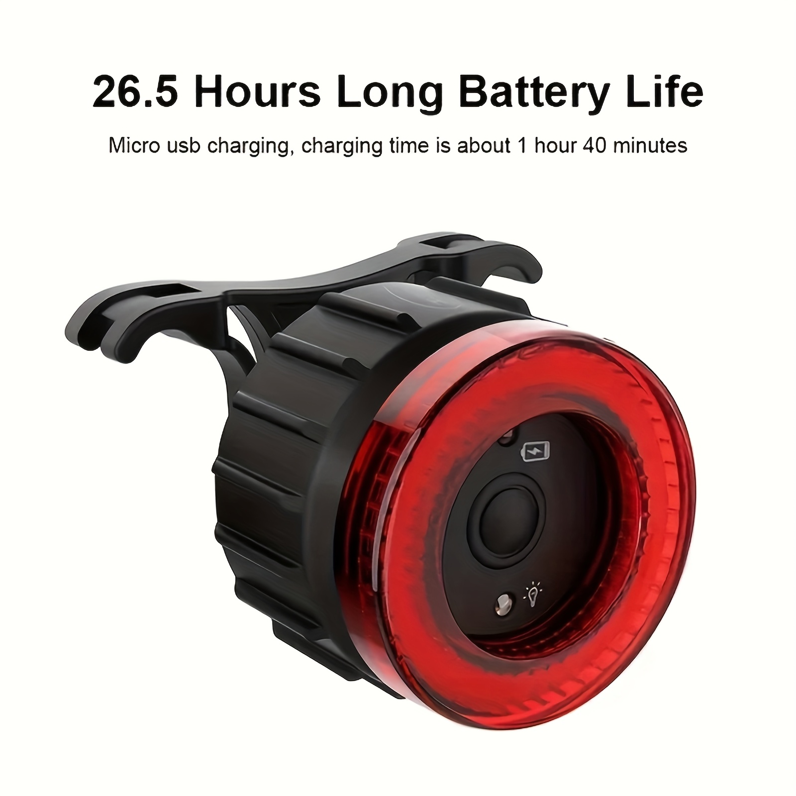 TEMU Feu Arrière Intelligent pour Vélo, Démarrage/Arrêt Automatique, Détection de Freinage, LED, Rechargeable, Cyclisme, Feu de Stop Intelligent pour