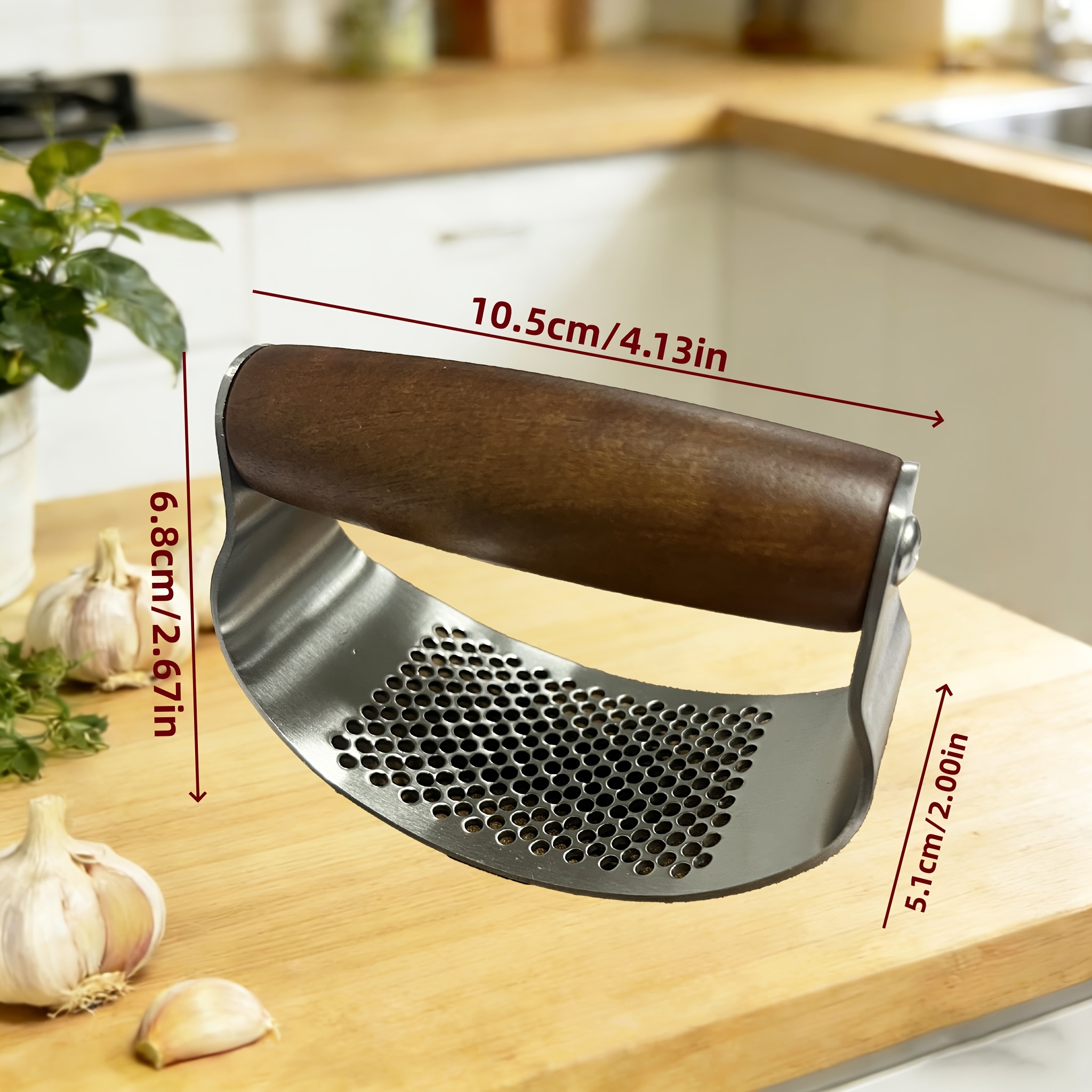 1pc Manual Wooden Handle Garlic Tool Comfortable