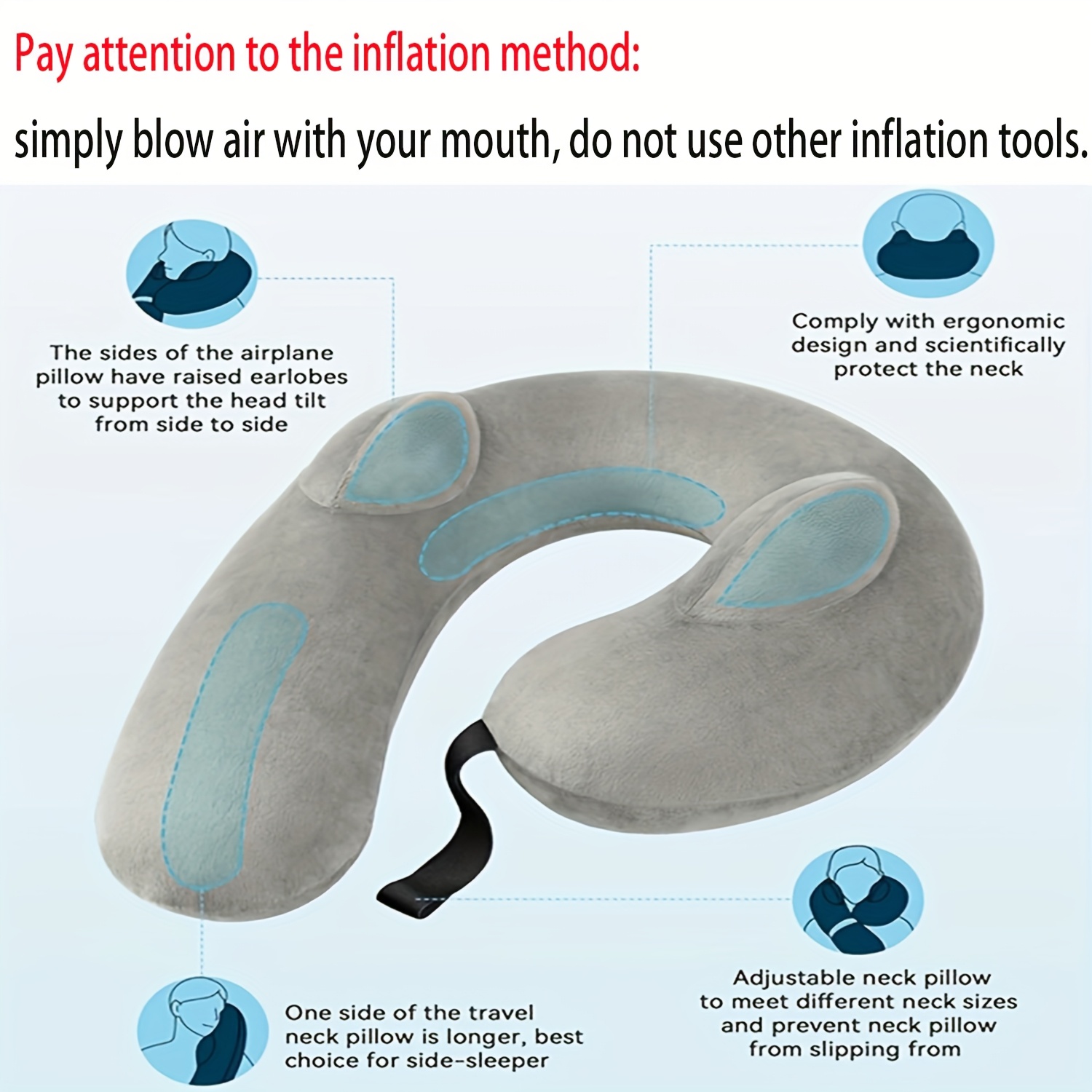 portable storage inflatable neck pillow easy carry camping Temu