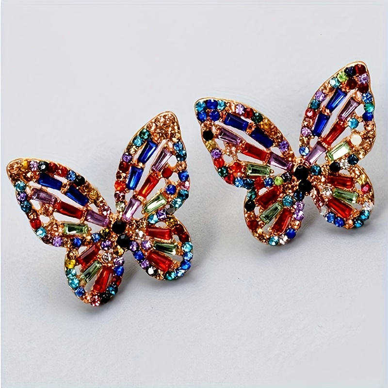 TEMU Rhinestone Butterfly Decor Stud Earrings