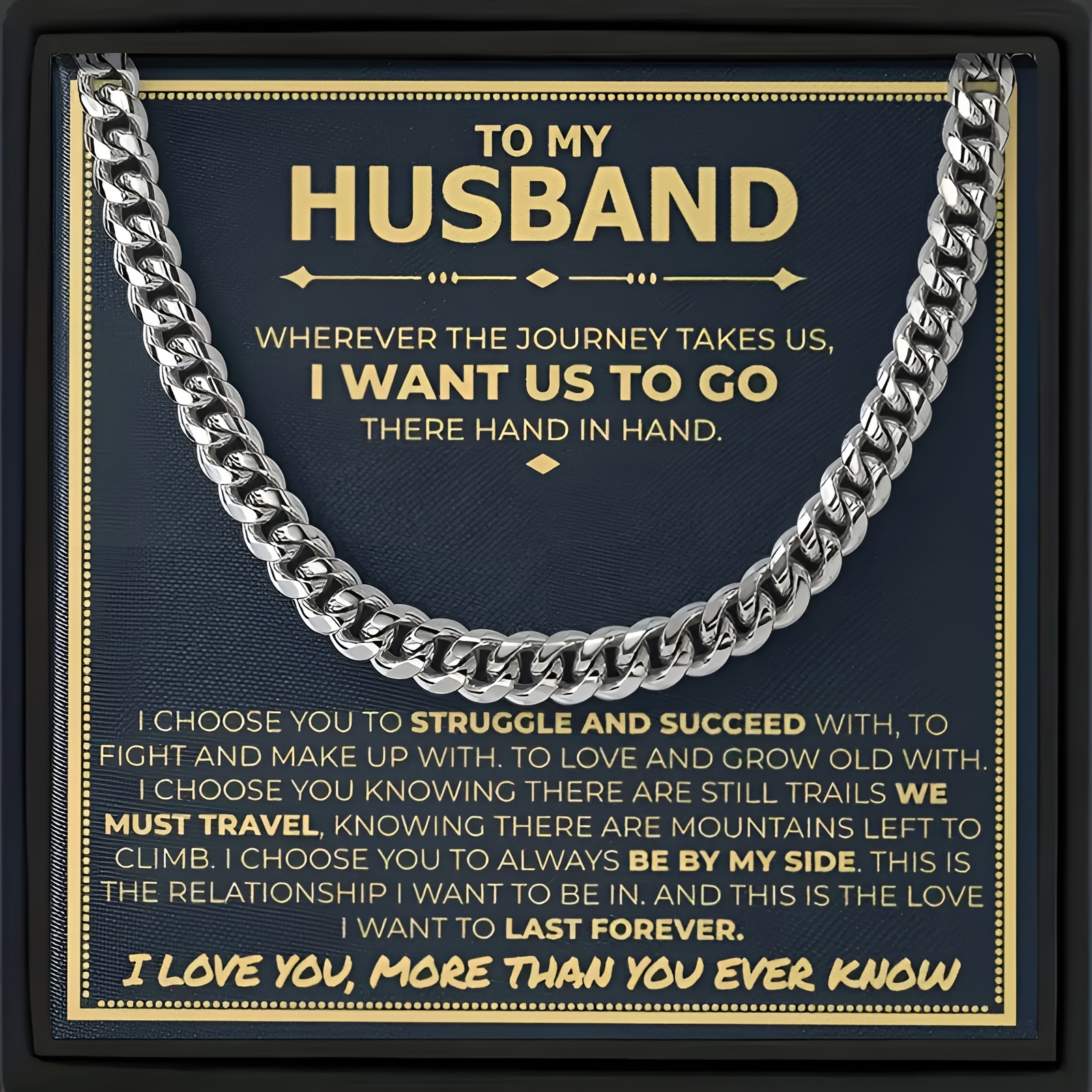 

To My Husband "to My Boyfriend" "to My Man" Silver Stainless Steel Cuban Chain, Valentine's Day Gift With Card Gift Box