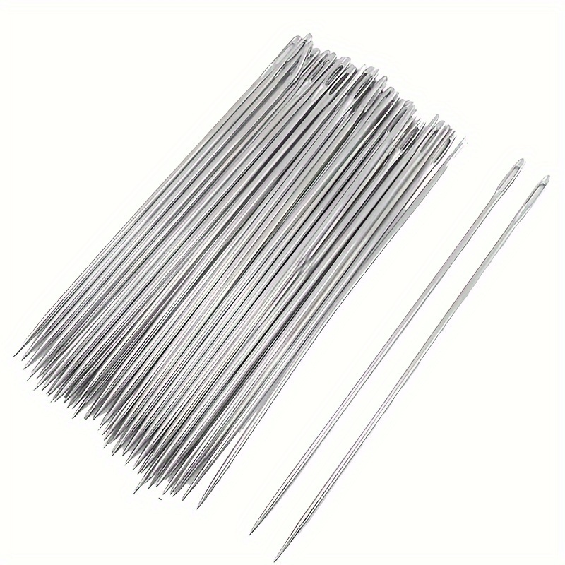 

Stainless Steel Sewing Needles Set, 50 & 100 Count, Easy Threading Embroidery Needles, Long Straight Sharp Needles For Sewing Repair, Quilting, Tailoring, Hand Sewing, Large Eye, 1.96 Inches