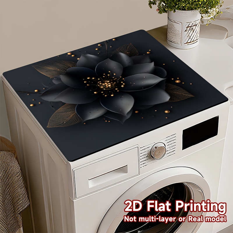 TEMU New Premium Fashion Print, 1pc, Top Of Washer Protection Pad, Elegant Black , Suitable For Vibrant Kitchen Decor, Home And Bathroom Decoration,