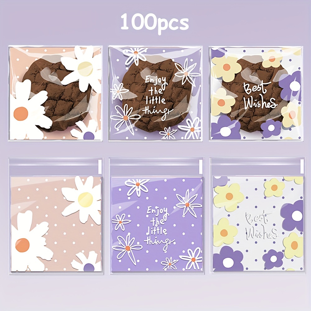 TEMU 100pcs Of New Style Candy Snowflake Pastry Self-adhesive Bags For Party And Holiday Gifts Packaging