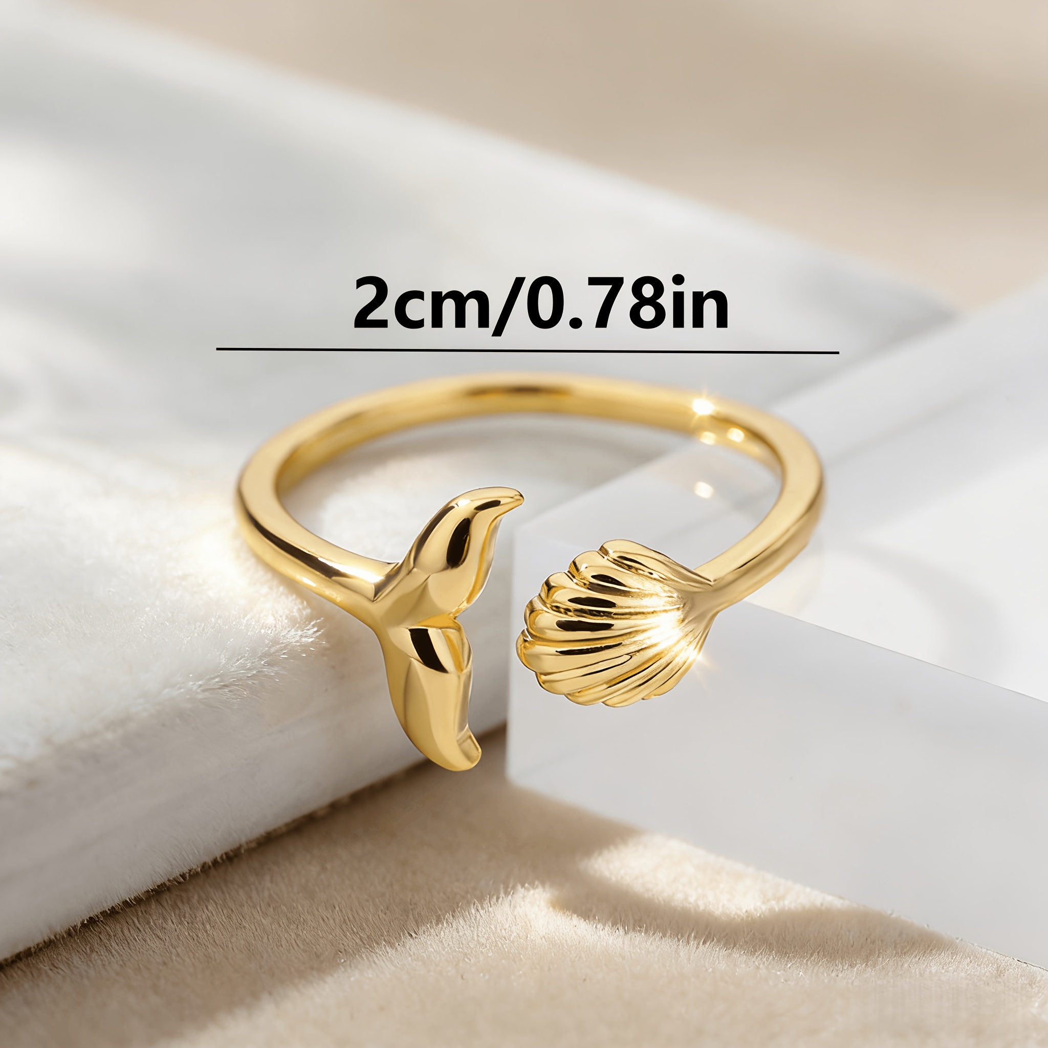 Women's Seashell & Fishtail Decorative Open Ring — Adjustable Size