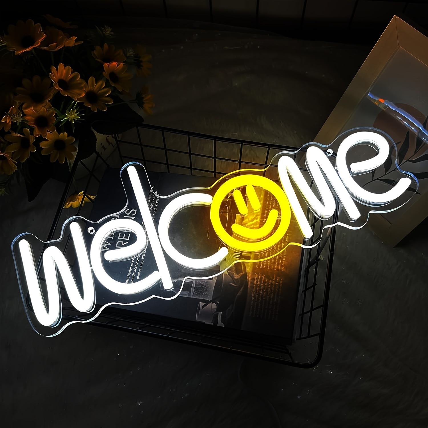 Image of 1pc Johomyuan Usb- Welcome Sign - Dimmable Single-color (non-) Neon Light With, Wall-mounted Plug-and- For Front Door, Porch, Weddings, Parties, (usb, 15.75*5.91inch)