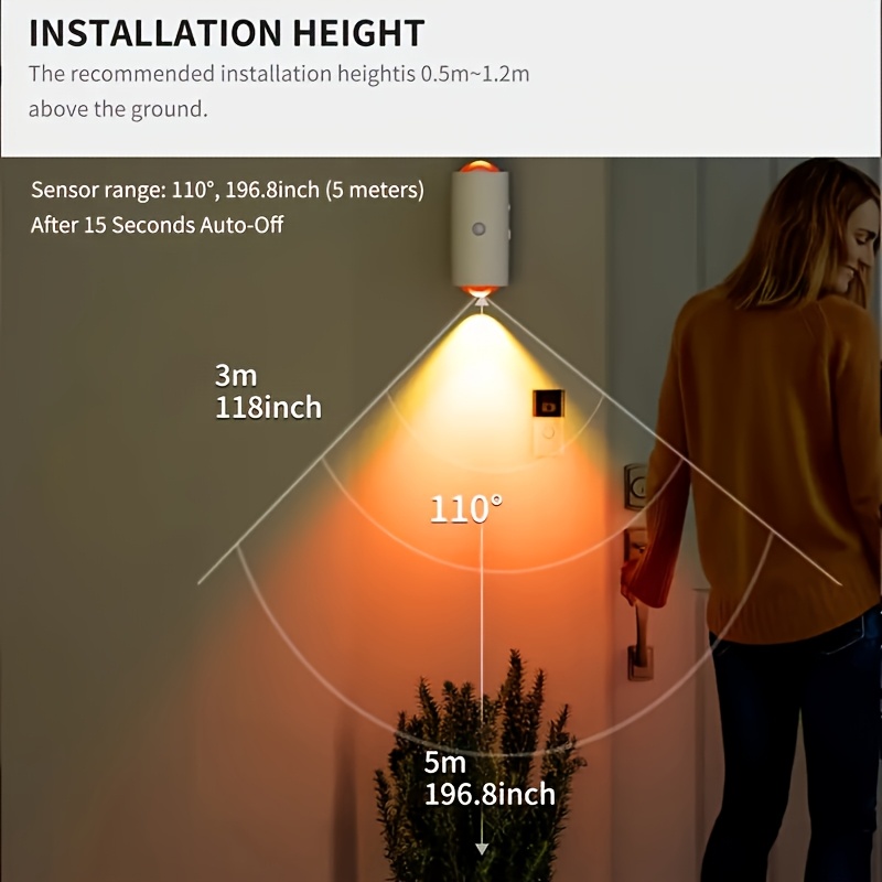 2pcs Smart LED Night Light with Motion Sensor