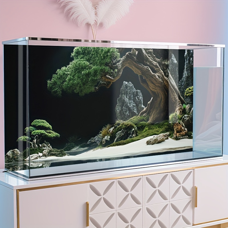 zen garden aquarium banner with grommets text photo logo   miniature landscape design for fish tank decor durable indoor outdoor use garden theme for aquascaping displays