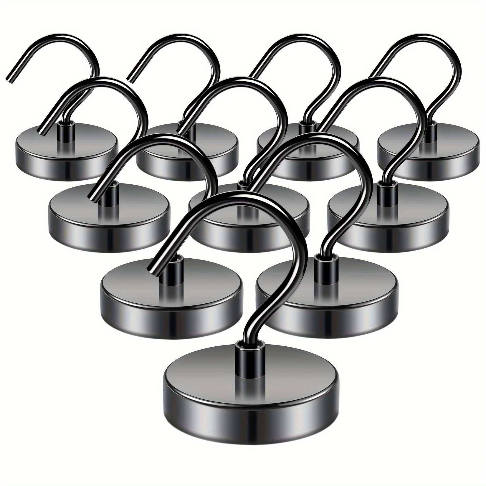 

Grtard 10 Pack 110lbs Strong Magnetic Hooks Heavy Duty, Magnets With Hooks, Neodymium Magnet Hooks For Hanging, Black Large Magnetic Hooks For Cruise, Curtain, Home, Kitchen,