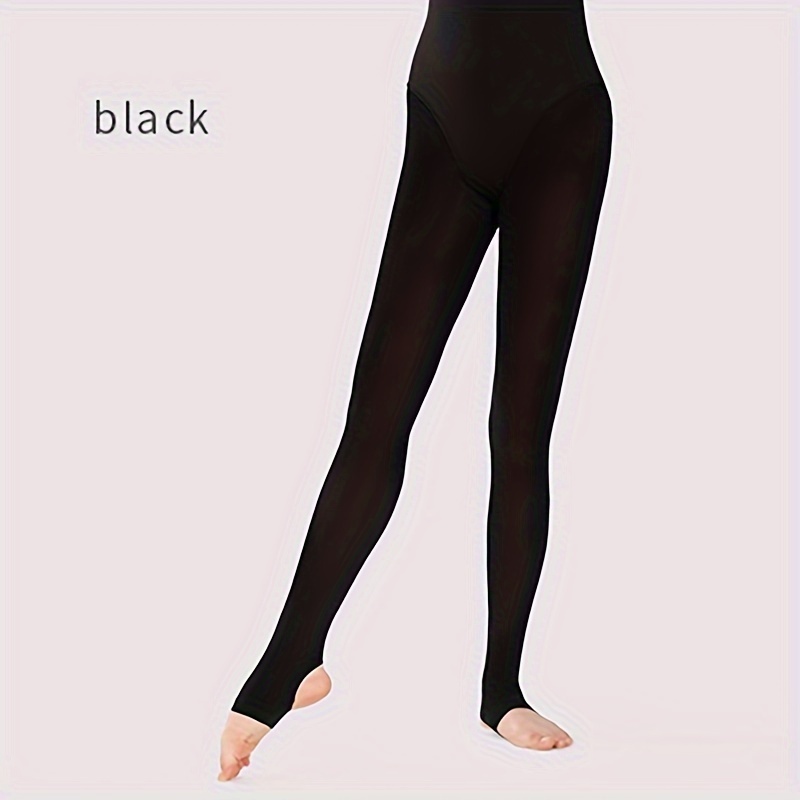 Image of Girls 60d Elastic Dance Pantyhose Leggings Seamless Pantyhose With Hole Gym Dance Tights