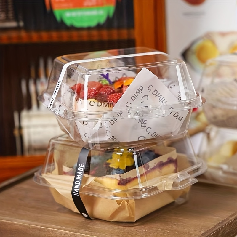 50pcs clear plastic takeout containers reusable square clamshell food boxes 4 13x4 13x2 75in ideal for cake   fruits mousse   parties restaurants birthdays festive design with   day tag   festive container reusable container