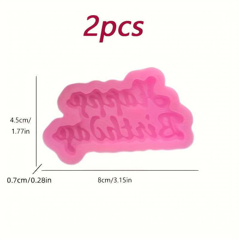 TEMU 2pcs Happy Birthday Silicone Mold For Diy Crafts - Alphabet Cake Toppers & Letter Embossing With - Letters Suitable For Resin Tags, Tablet