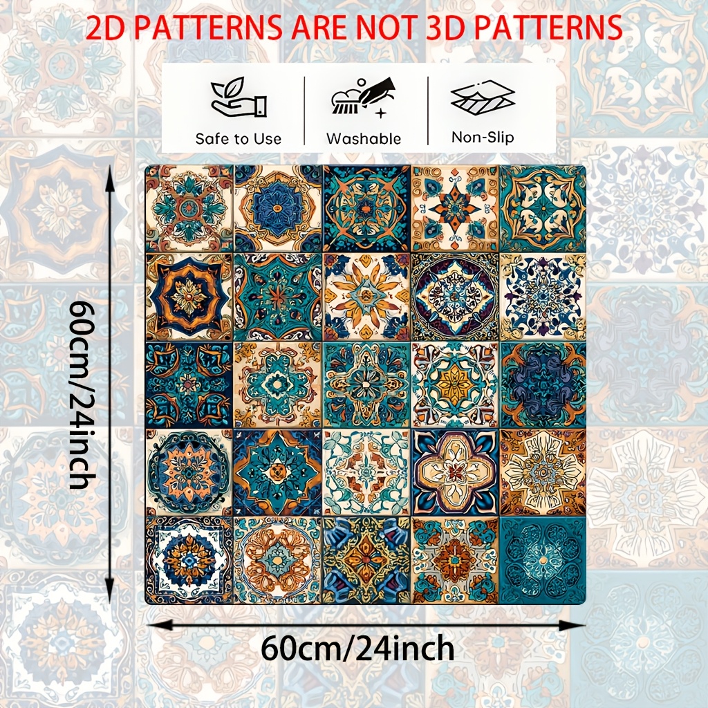 TEMU 1 pezzo, Tappetino Stampa 2D Piatto, Design Vintage Mandala a Quadri, Tessuto Qualit� per Tappetino Lavatrice, Tappetino per , Accessori Cucina,