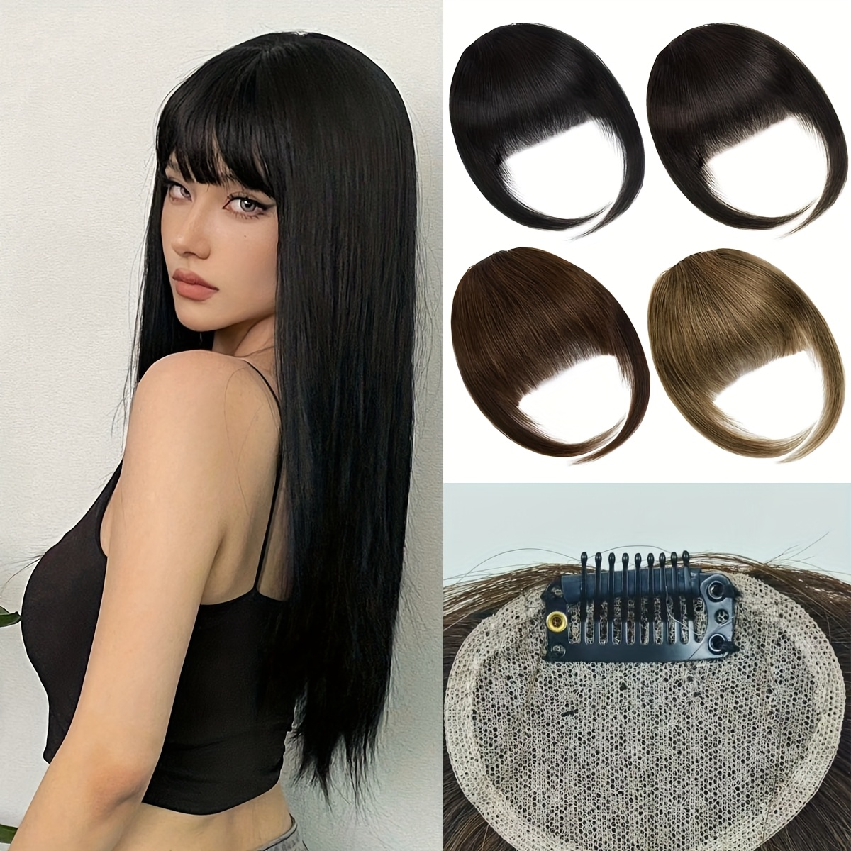 clip in bangs 100 human hair fringe clip on  l hair extensions daily party fringe french clip in thick   full bangs details 0