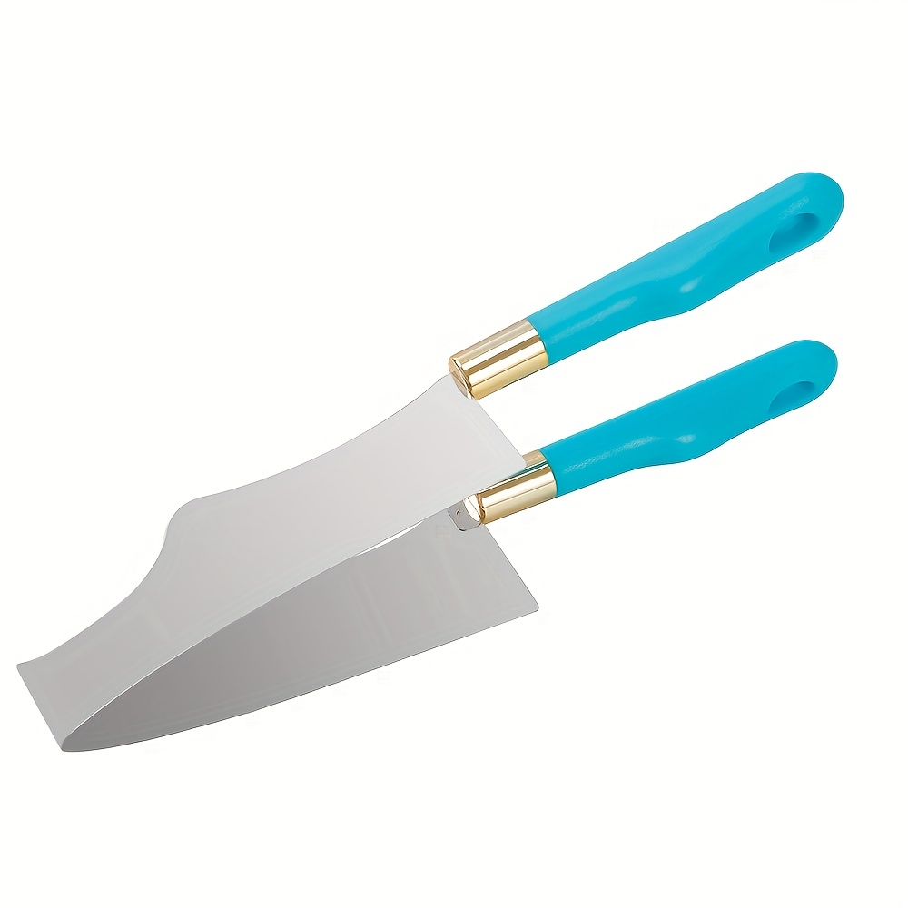 Image of Stainless Steel Cake Transfer Tool With Triangular Design - Durable Plastic & Stainless Steel Cake Slicer For Slices, Perfect For Birthday, Christmas
