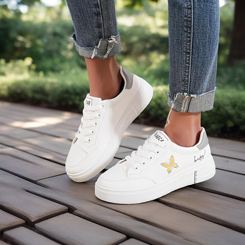 Women'S Shoes Spring And Summer Breathable Trendy Versatile White Shoes Sports Leisure Physical Fitness Jump Rope Running Shoes Popular Student Shoes Lightweight Soft Sole Skateboard Shoes Breathable And Lightweight, Women Shoes, Sneakers