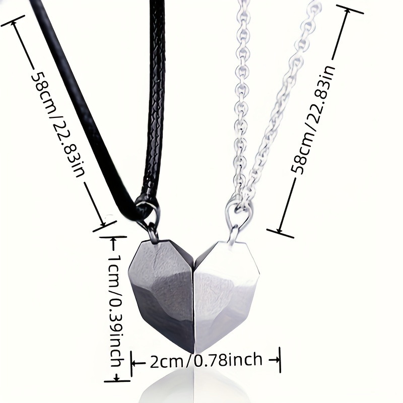 

Elegant -chic Alloy Heart-shaped Pendant Necklaces - Valentine's Day, Birthdays & Holidays - Stylish Interlocking Hearts On Black Leather Cords, 21.26" & 23.62" Lengths, Heart Necklace