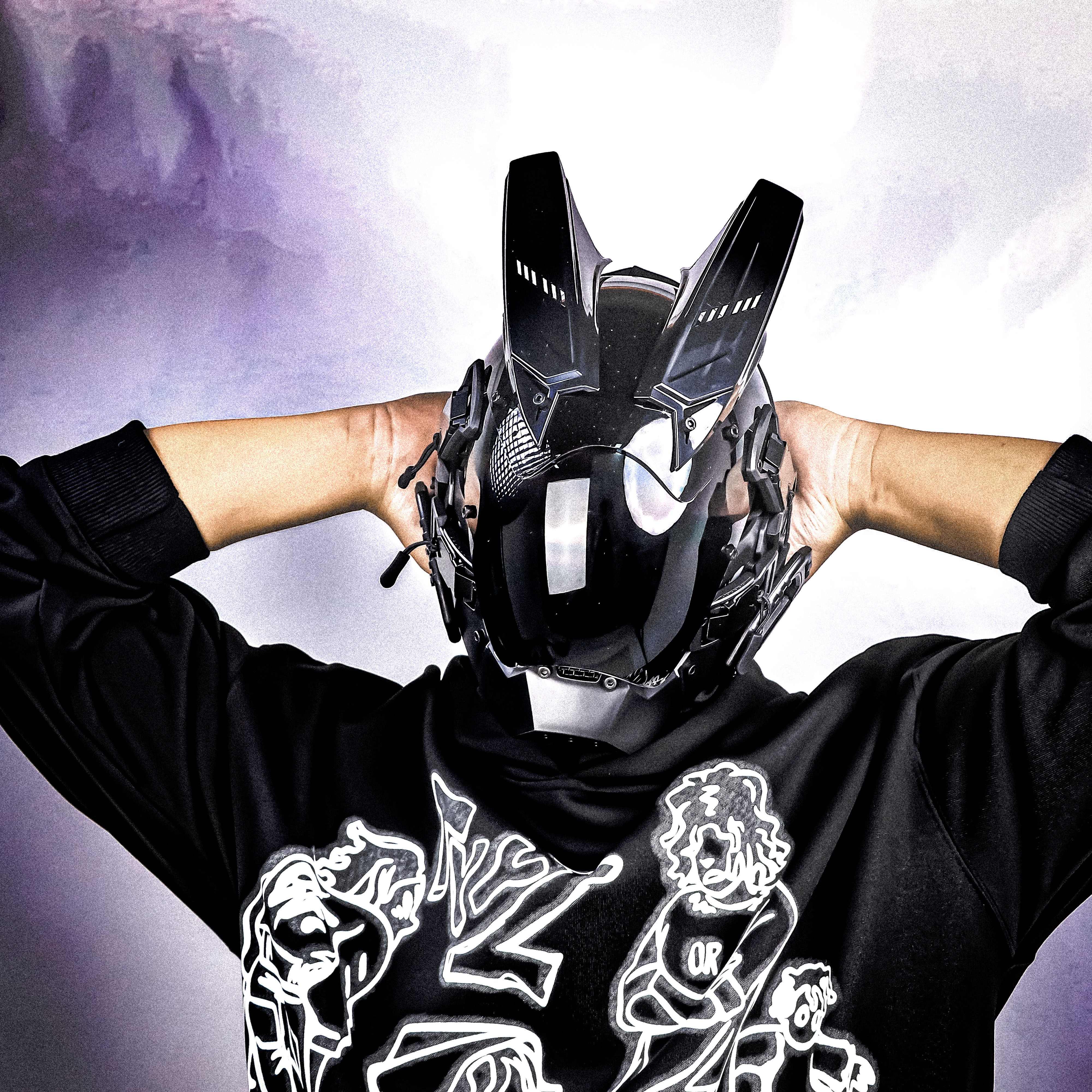 Maschera Da Guerriero Cyberpunk Nera, Casco Da Gioco Di Ruolo, Accessori Per Feste Musicali Di Halloween, Maschera Meccanica Da Ninja, Maschera Da Teschio - Italia