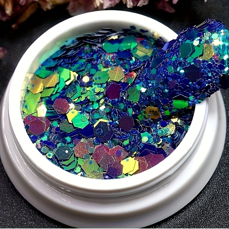 

Chameleon Glitter Flakes For Jewelry Casting Supplies, Multicolored Shifting Blue To Green, No Power Required, Versatile Use For Festive Makeup, Body Art, And Nail Design