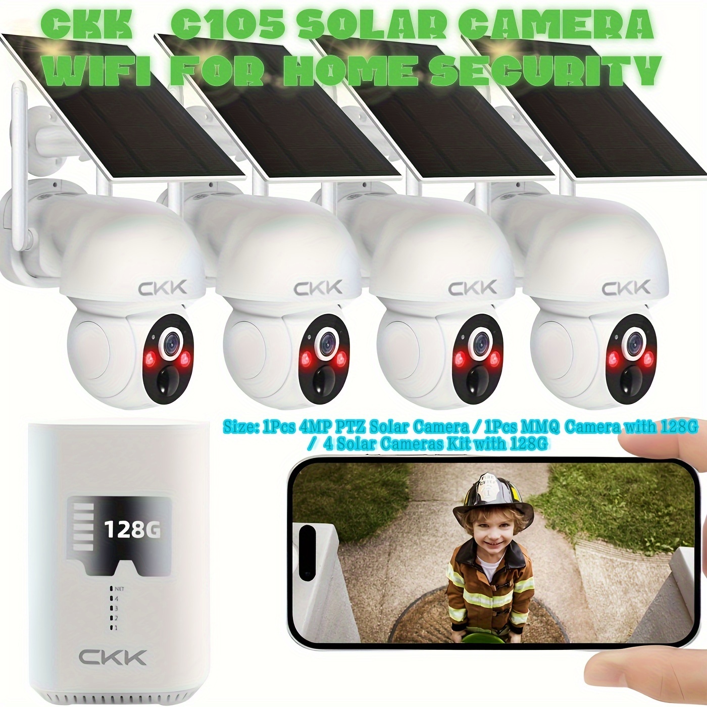 

1pcs/4pcs 4mp Ptz Solar Security Camera Outdoor, Wireless , Pan/tilt/, Smart Pir Detection, 2-way Audio, Flashlight Alarm, 2.5k Color , 2 Ways Of Storage, Compatible With 2.4g Wifi