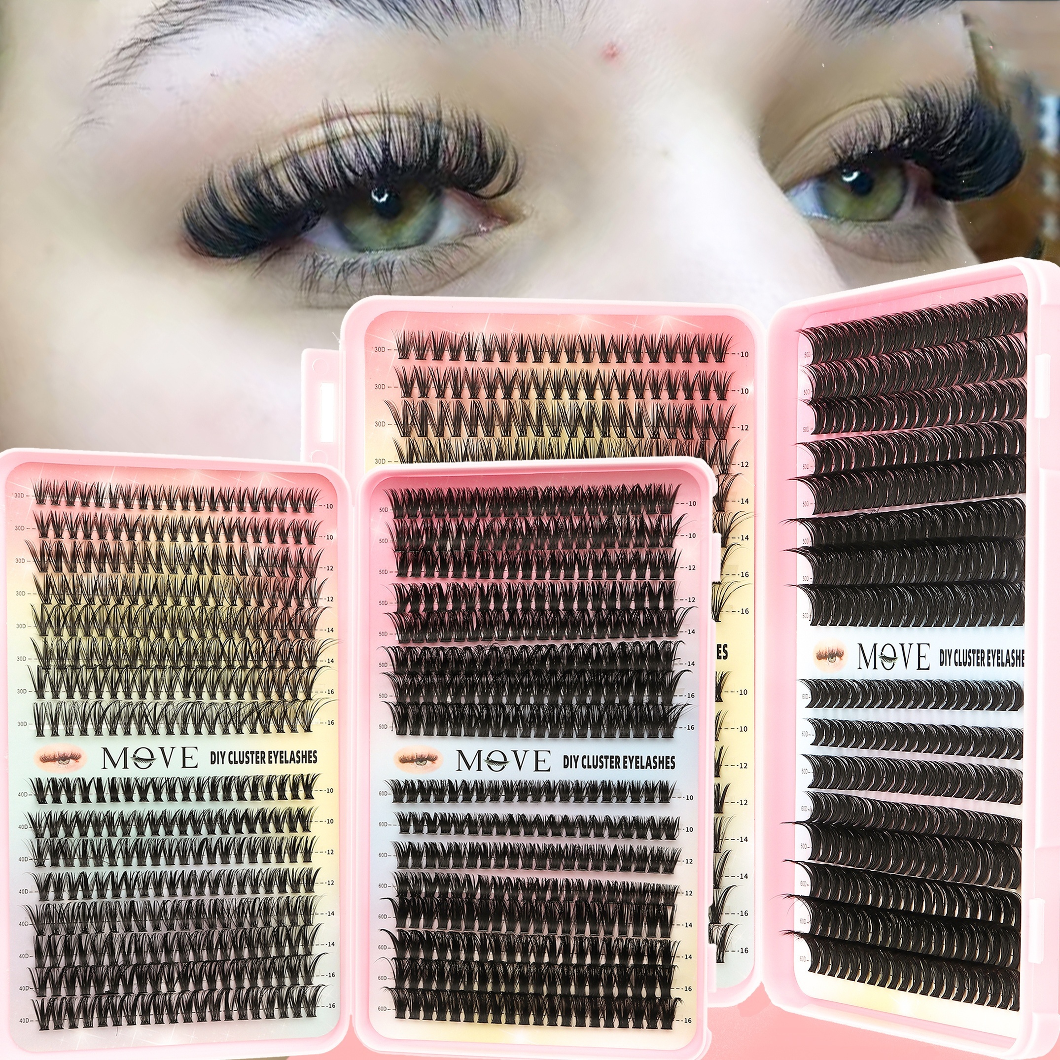 

200/280/640pcs Diy 30d/40d/50d/60d Eyelashes Set - 0.05mm D/dd , 10-16mm Length | Fluffy 3d Eyelash , Reusable , Suitable , Suitable For Beginners, , Christmas .