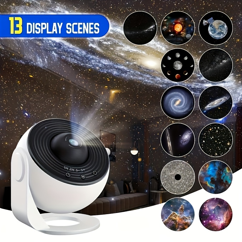 

13 Scenes Starry Projector, Led Light Show With Filmstrip Film, Usb Powered, Key Control, Desktop Mount, 36v, For Bedroom, Game Room, Ceiling, Decorative Gifts, Party