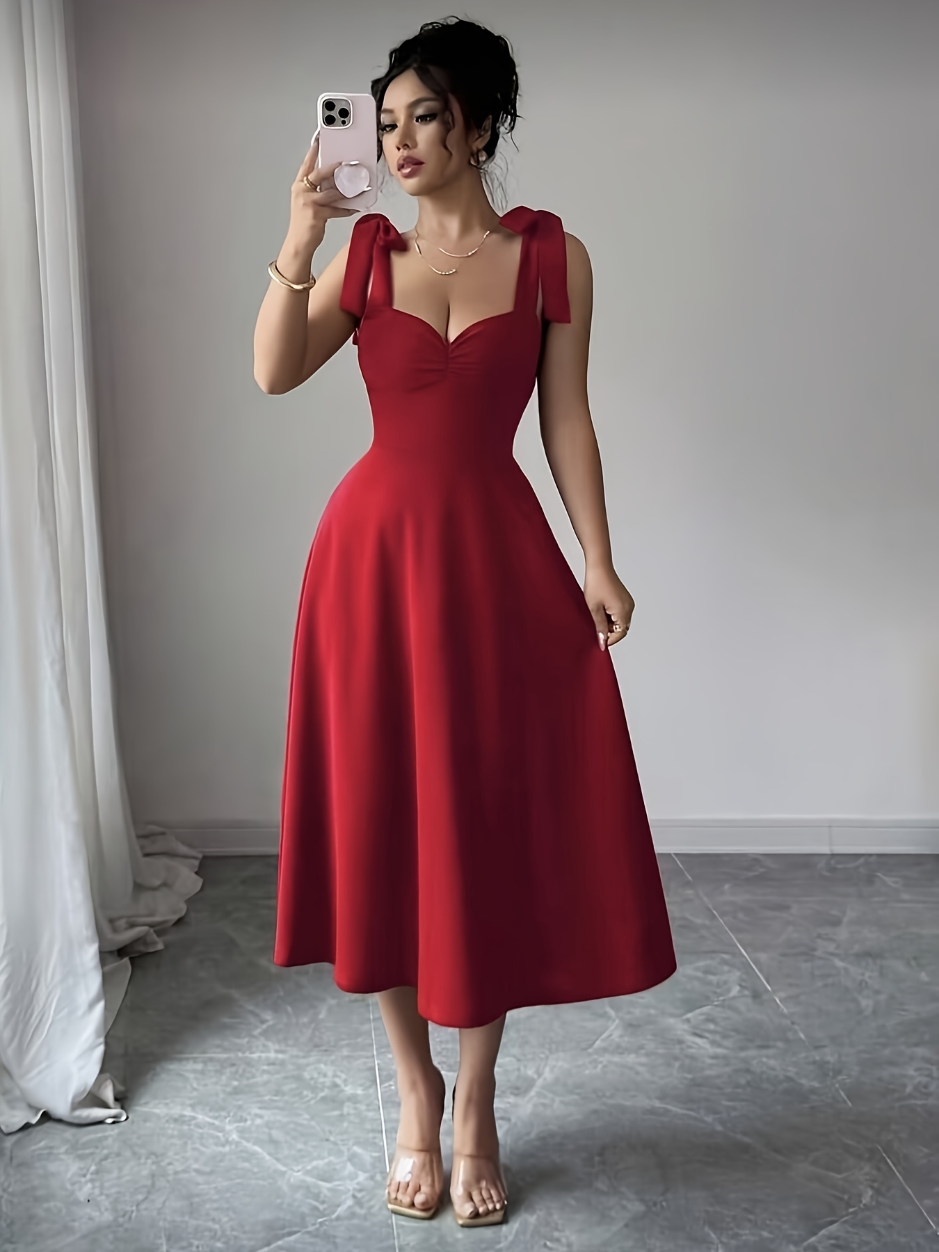 red dresses elegant sold on Temu United States