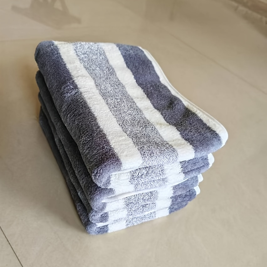 

4-pack Luxury Coral Fleece Towel Set, , Quick-dry, Striped Design, Bathroom, X Inches, Polyester Knit Fabric, 350g/m²