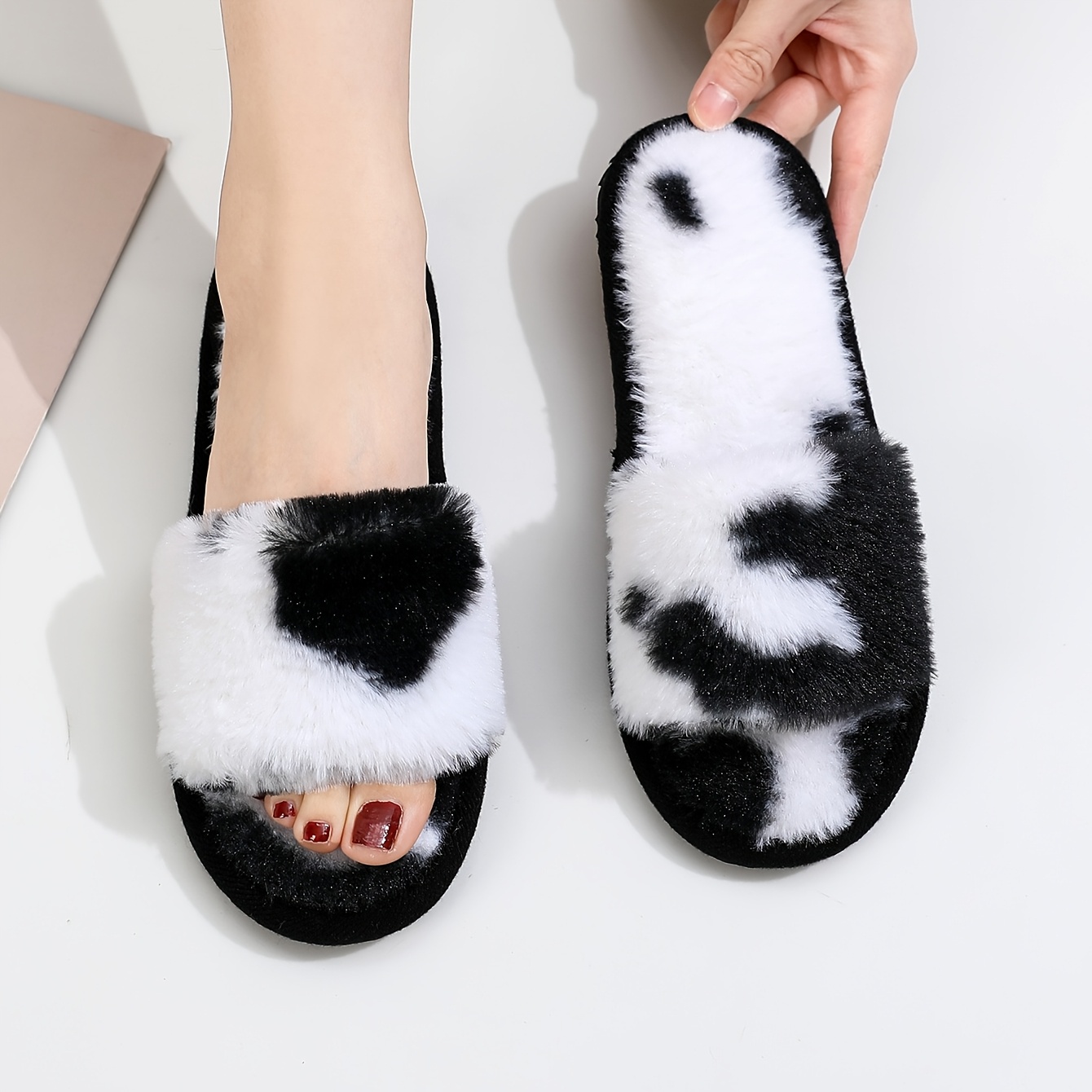 TEMU Nordic Style Winter Slippers Men Women Warm Slippers Sole Indoor Plush Slippers, Women Shoes