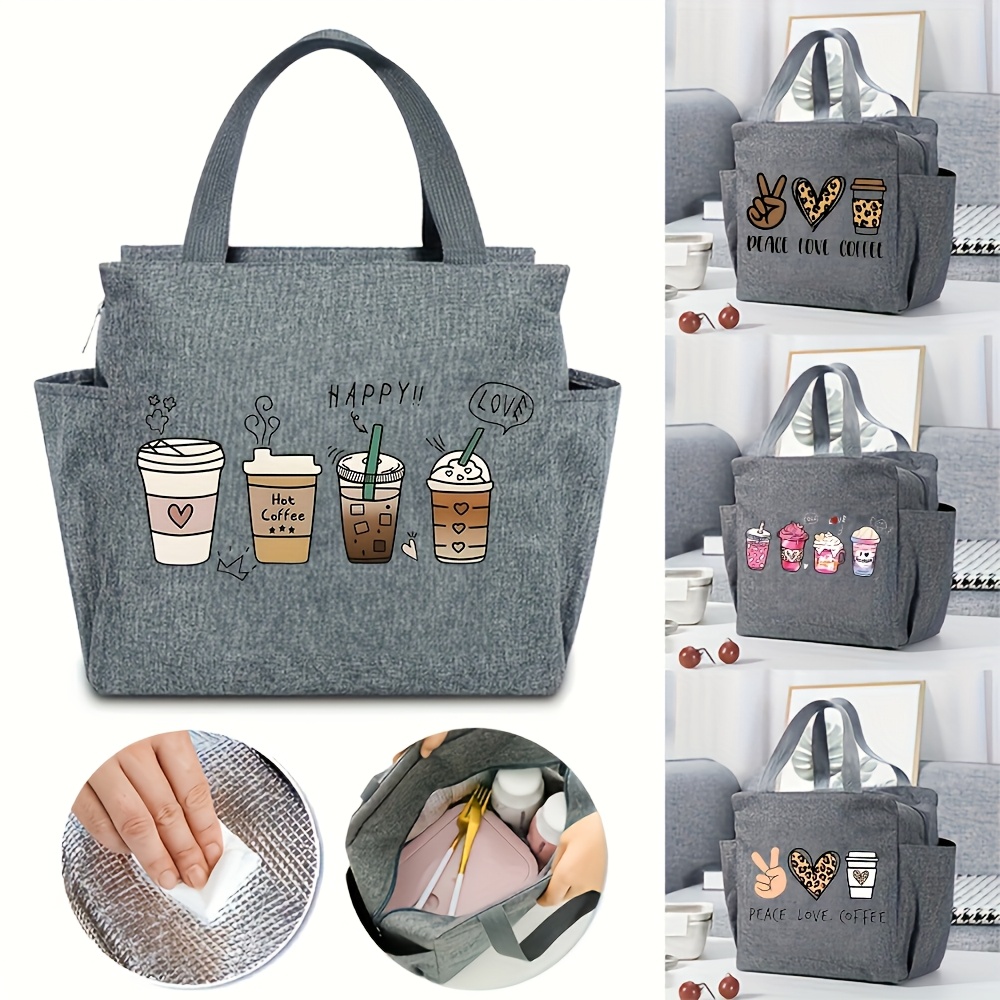 

2024 Chic Insulated - Large Capacity, Double-layer Thermal Picnic Bag With Zip Closure For Women's Work & School, Polyester, Gray, Lunch Bag