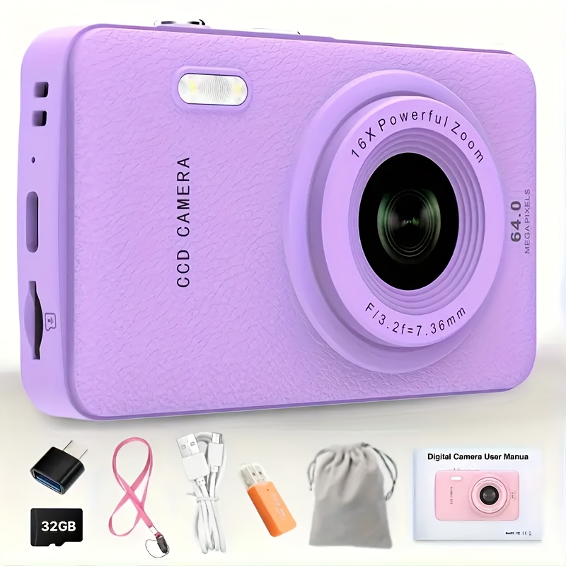 TEMU 44mp 1080p Hd Digital Camera 16x Digital Cameras For Vlogging 2.4 '' Lcd Rechargeable Camera Photography Professional Camera For Teenagers, And
