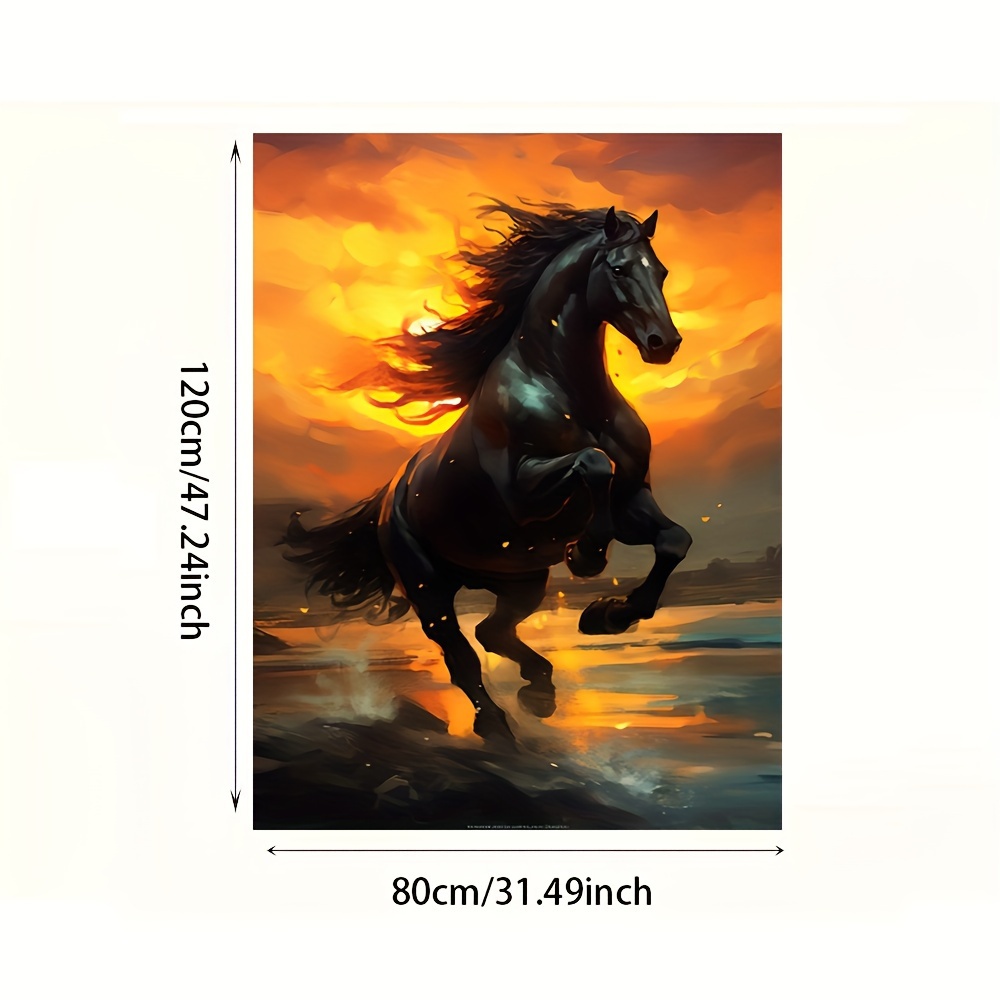 TEMU 1pc Abstract Horse Canvas , 31.49x47.24 Inches Frameless Vintage Modern Print, Large Decorative Painting For Living Room And Bedroom