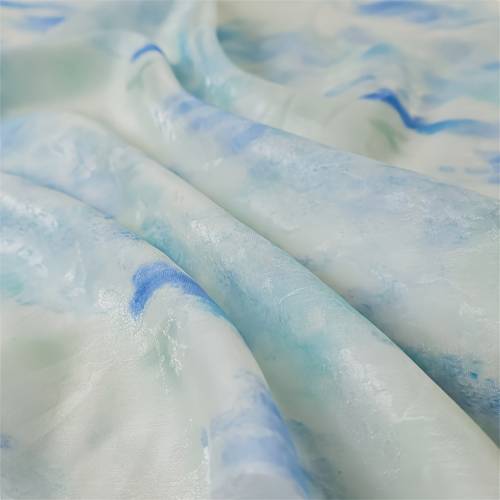 item picture soft draping slightly with a glossy end in pale pink and light blue featuring dark patterned jacquard suitable for skirts hanfu and qipao