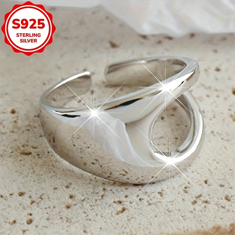 Unisex Adjustable Pure Silver Hollow Ring — Daily Wear