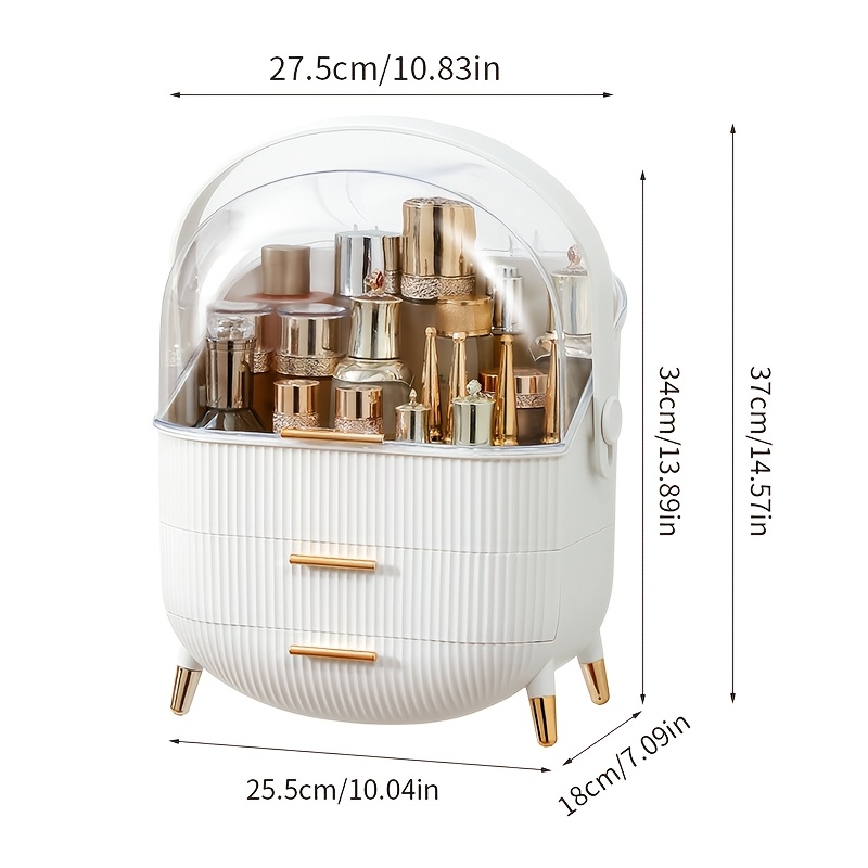 1pc Desktop Cosmetic Storage Box, Portable Transparent Makeup Display Case With Drawer, Skin Care Products Lipstick , Dustproof Beauty Plastic Shelf