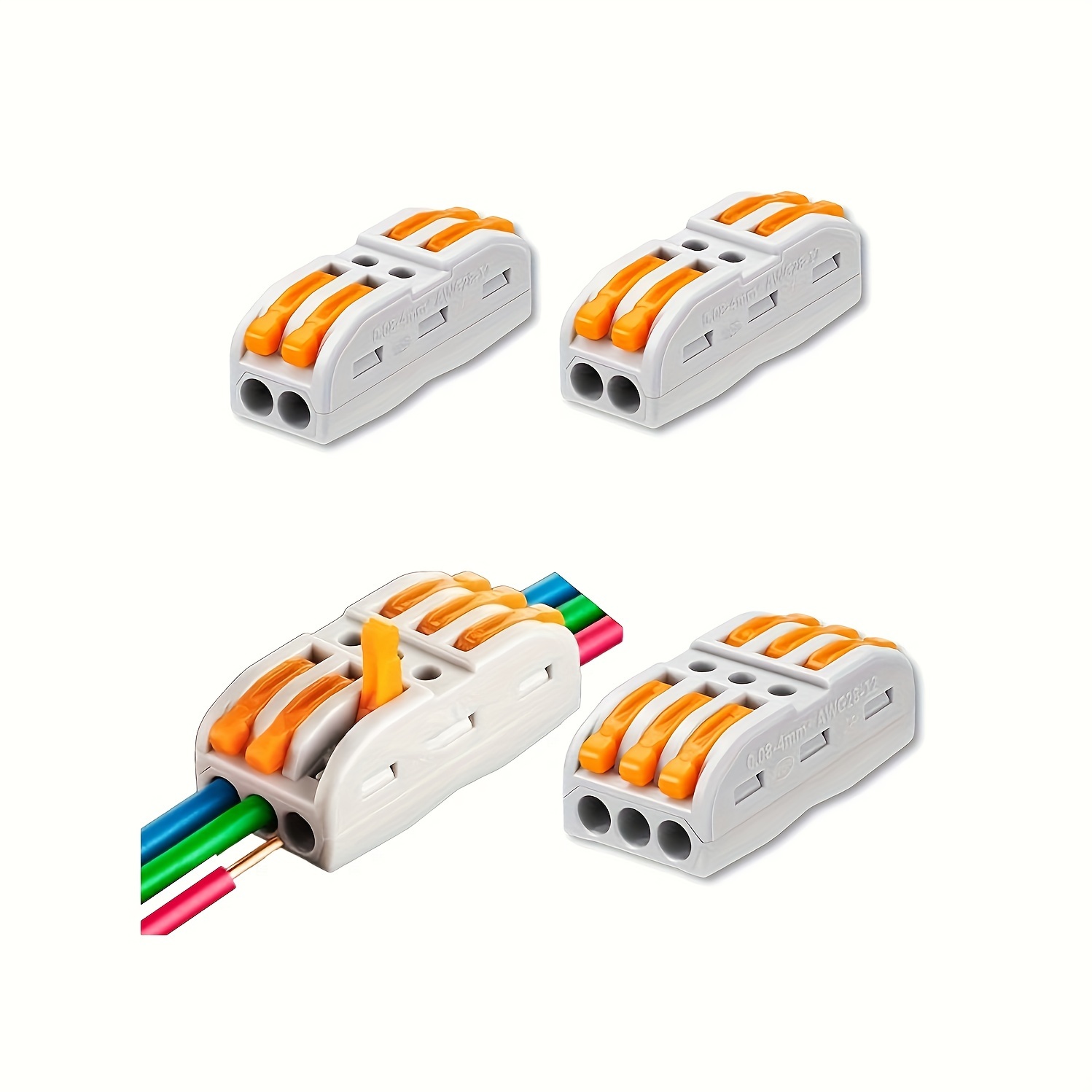 10 conectores de cable de palanca, 1 en 4 salidas, mini bloque de  terminales rápido, conectores eléctricos de empalme compacto, 24-12 AWG