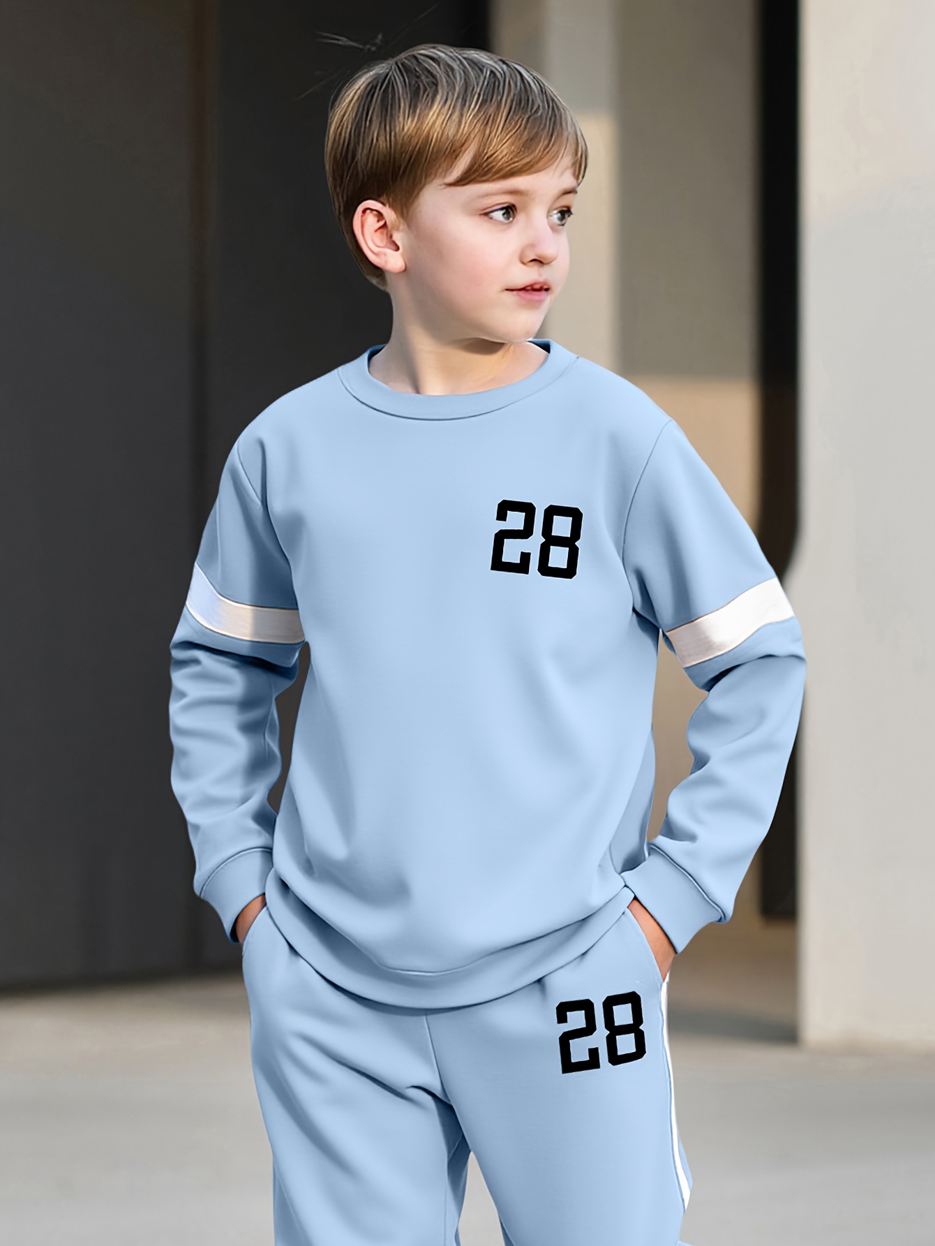 Ensemble 2 Pièces Garçon Sweat à Capuche Et Jogging Imprimé - Tenue Confortable Automne Hiver Pour Enfants 3-12 Ans