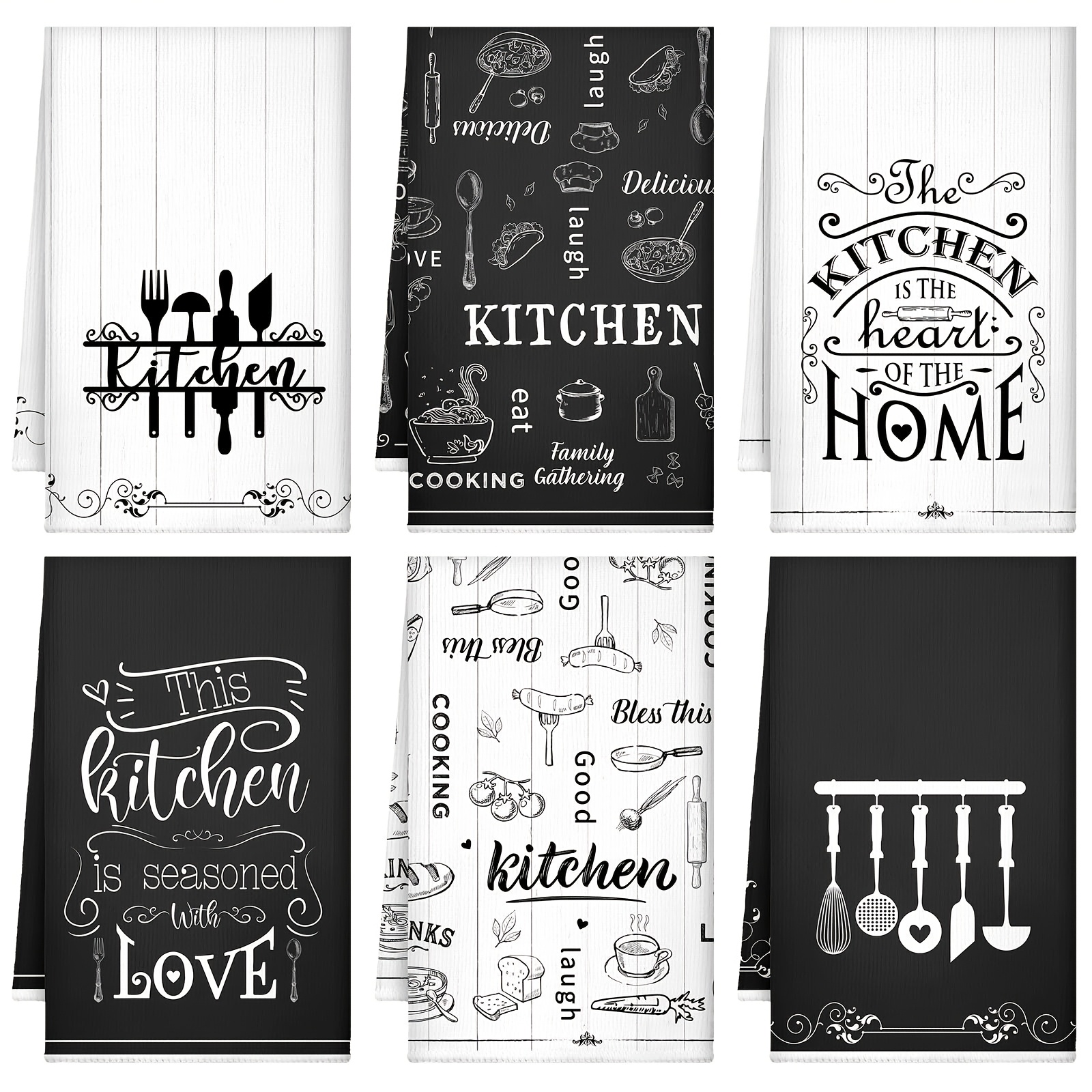 

6- Towels Set, -dry Dish Towels, Tea Towels , 18x26