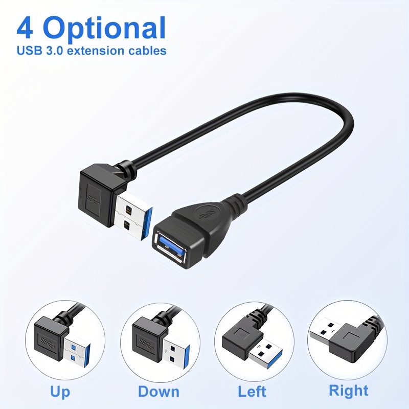 

5gbps Usb 3.0 Extension Cable Elbow 90 Degrees Up Down Left Right Angle Usb A Male To Female Adapter Data Cord Extension Cable.