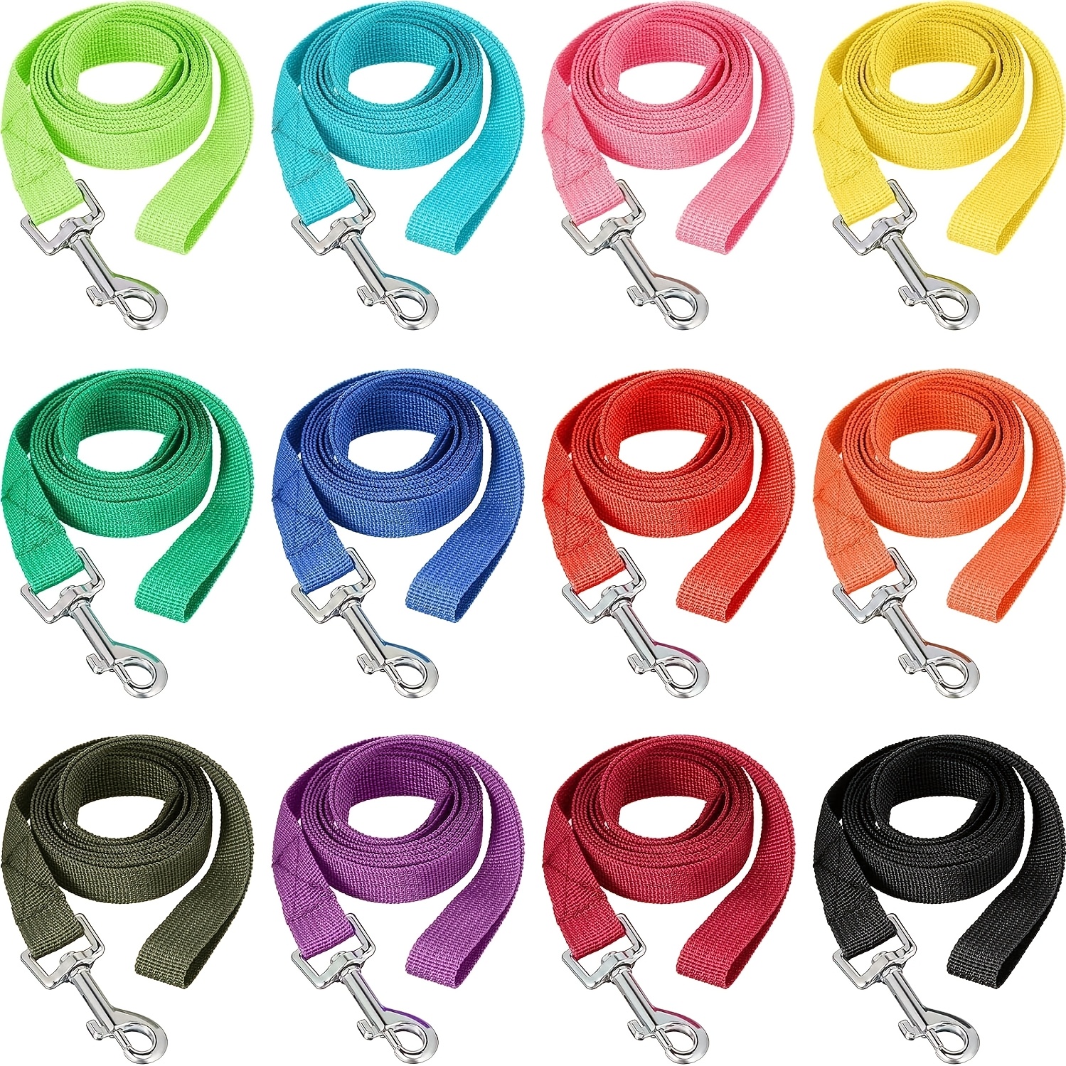 TEMU 12 Pack Nylon Dog Leashes, 5ft 12 Colors Bulk Puppy Walking Training Leash, Durable Nylon Leash With Metal Clasp For Small & Medium Breed Dogs
