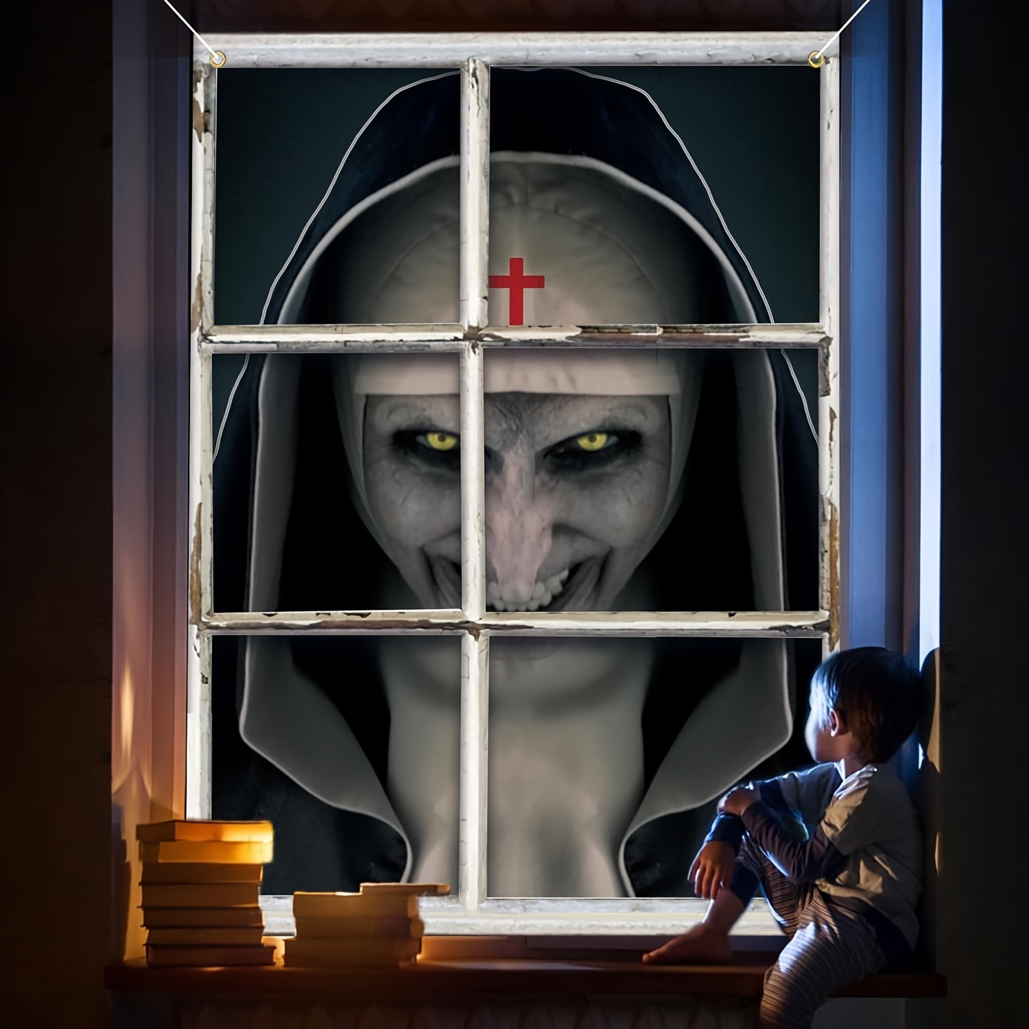 Spooky Nun Window Clings: Add A Chilling Touch Haunted House - Temu